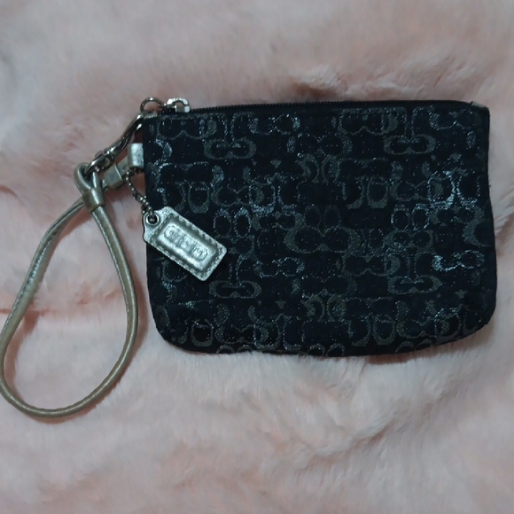 Coach Handbags - Coach Black and Silver Wristlet